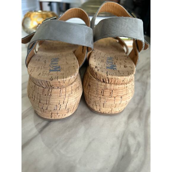 Korks Kalie Light Blue Leather Strappy Cork Platform Sandal - Picture 9 of 11